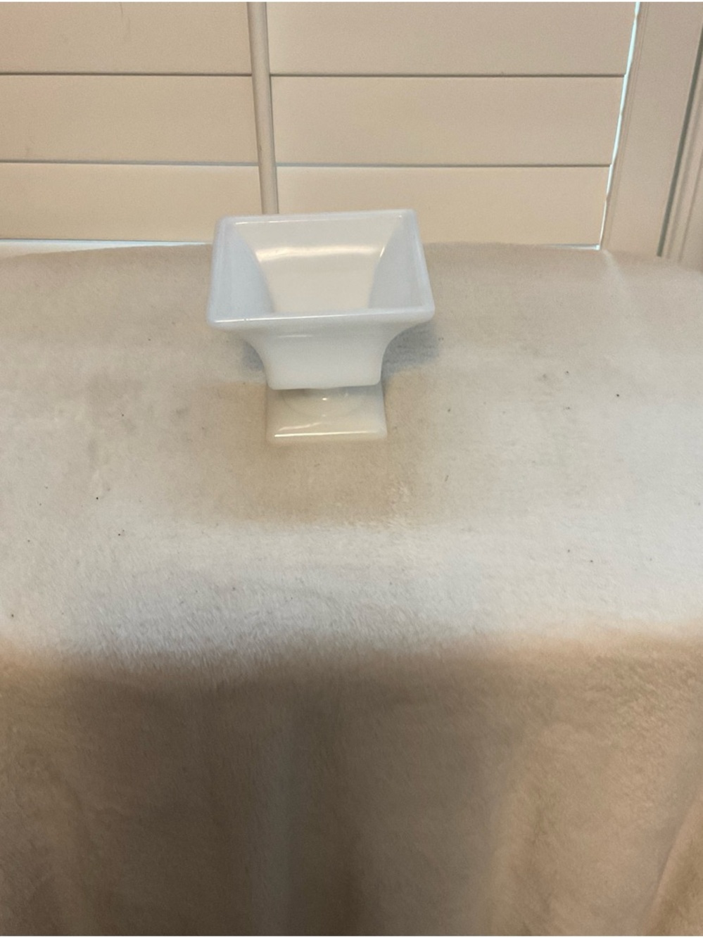White Ceramic Square Pedestal Serving Dish